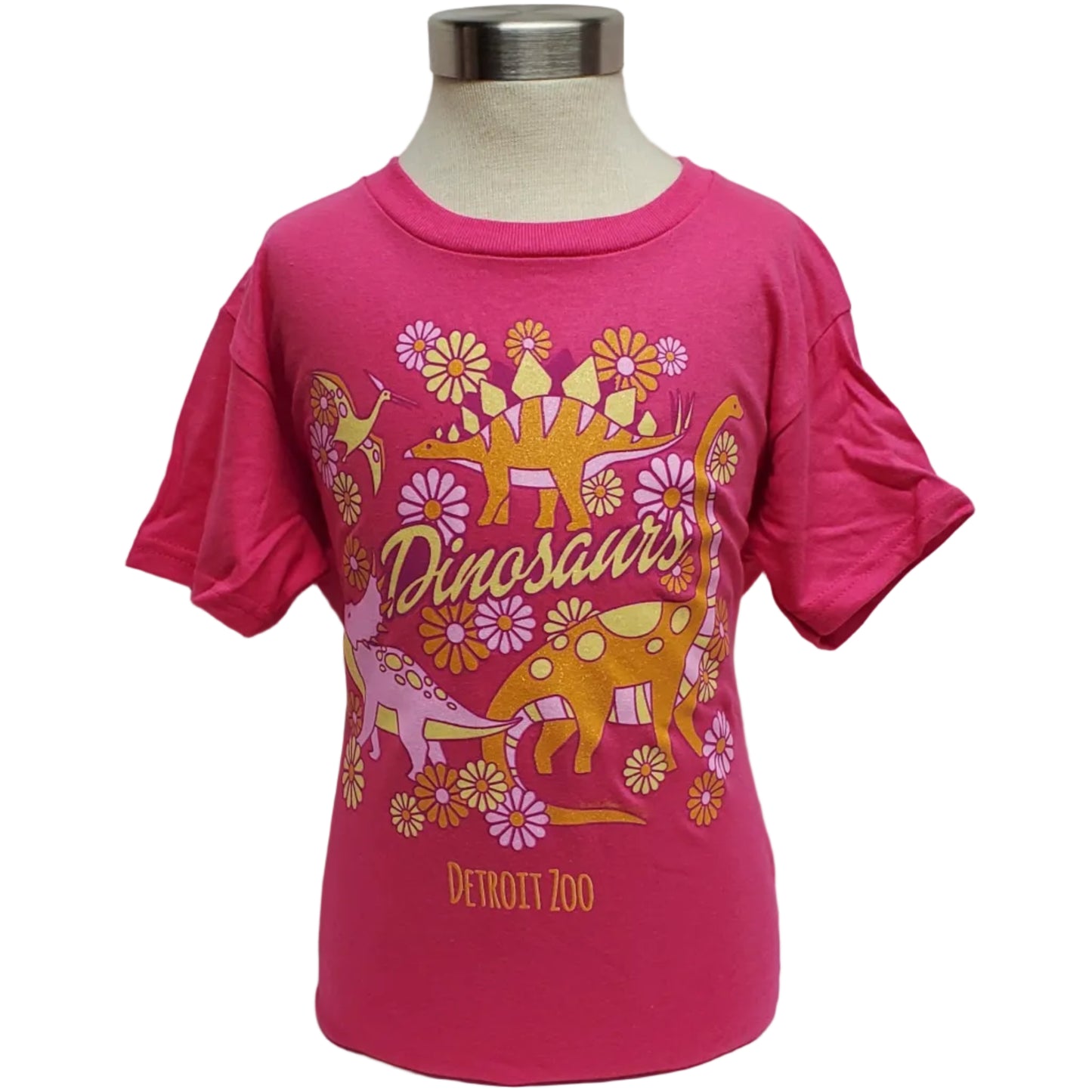 YOUTH TEE PINK DINOSAURS