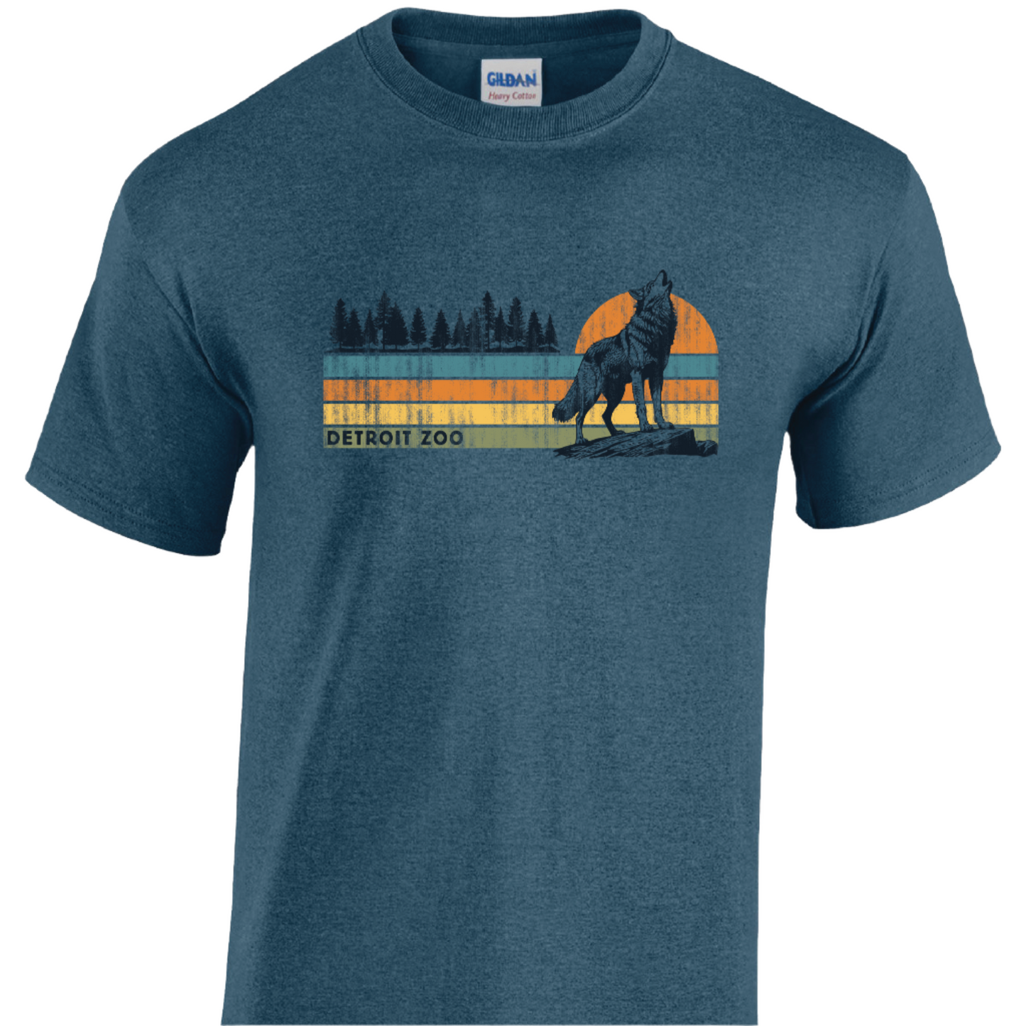 Adult Striped Silhouette Wolf Tee