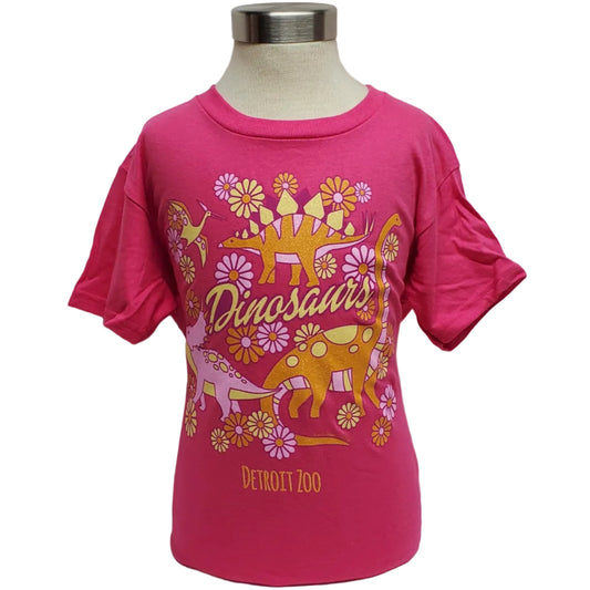 YOUTH TEE PINK DINOSAURS